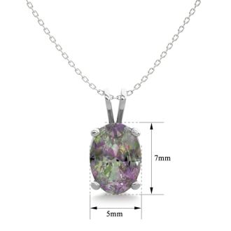 1 Carat Oval Shape Mystic Topaz Necklace In Sterling Silver, 18 Inches