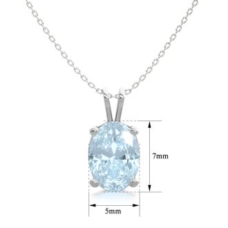 Aquamarine Necklace: Aquamarine Jewelry: 3/4 Carat Oval Shape Aquamarine Necklace In Sterling Silver, 18 Inches