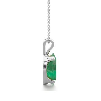 3/4 Carat Oval Shape Emerald Necklaces In Sterling Silver, 18 Inch Chain
