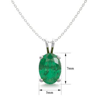 3/4 Carat Oval Shape Emerald Necklaces In Sterling Silver, 18 Inch Chain