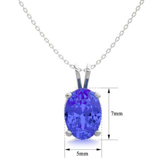 1 Carat Oval Shape Tanzanite Necklace In Sterling Silver, 18 Inches