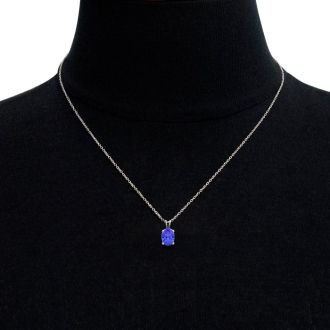 1 Carat Oval Shape Tanzanite Necklace In Sterling Silver, 18 Inches