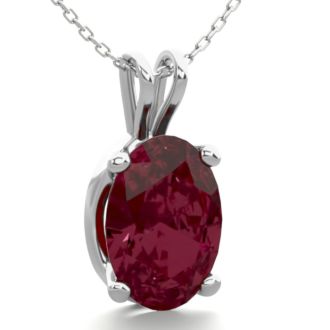 Garnet Necklace: Garnet Jewelry: 1 Carat Oval Shape Garnet Necklace In Sterling Silver, 18 Inches
