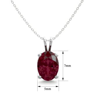 Garnet Necklace: Garnet Jewelry: 1 Carat Oval Shape Garnet Necklace In Sterling Silver, 18 Inches