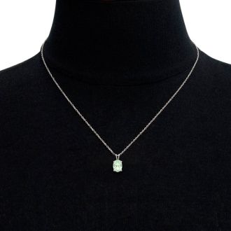 3/4 Carat Oval Shape Green Amethyst Necklace In Sterling Silver, 18 Inches