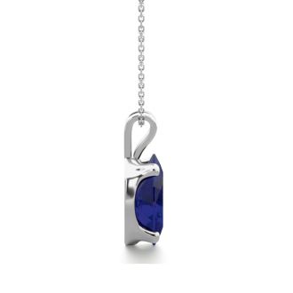 1 Carat Oval Shape Sapphire Necklace In Sterling Silver, 18 Inches