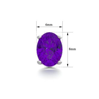 2 Carat Oval Shape Amethyst Stud Earrings In Sterling Silver