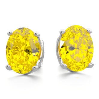 2 Carat Oval Shape Citrine Stud Earrings In Sterling Silver