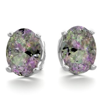 3 Carat Oval Shape Mystic Topaz Stud Earrings In Sterling Silver