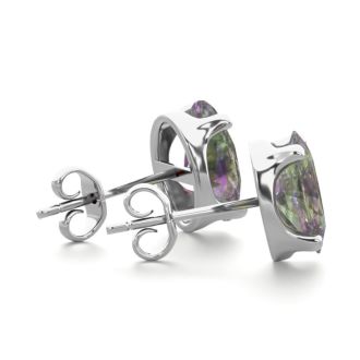 3 Carat Oval Shape Mystic Topaz Stud Earrings In Sterling Silver