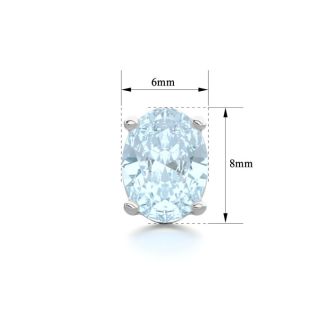 Aquamarine Earrings: Aquamarine Jewelry: 2 1/3 Carat Oval Shape Aquamarine Stud Earrings In Sterling Silver