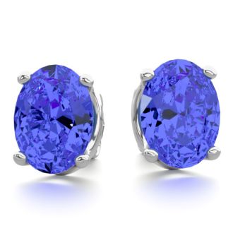 2 1/2 Carat Oval Shape Tanzanite Stud Earrings In Sterling Silver
