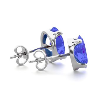 2 1/2 Carat Oval Shape Tanzanite Stud Earrings In Sterling Silver