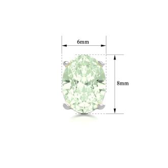 2 Carat Oval Shape Green Amethyst Stud Earrings In Sterling Silver