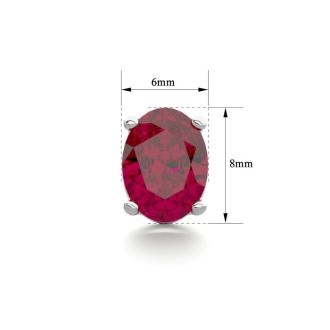 3 Carat Oval Shape Ruby Stud Earrings In Sterling Silver