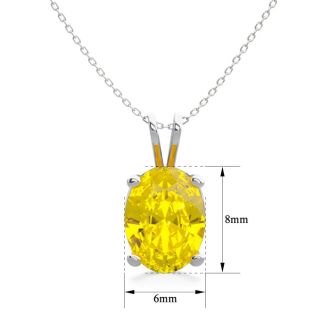 1 Carat Oval Shape Citrine Necklace In Sterling Silver, 18 Inches