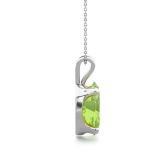 1 1/3 Carat Oval Shape Peridot Necklace In Sterling Silver, 18 Inches