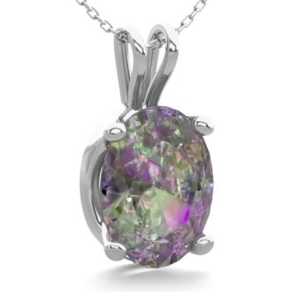 1-1/2 Carat Oval Shape Mystic Topaz Necklace In Sterling Silver, 18 Inches