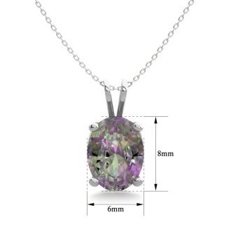1 1/2 Carat Oval Shape Mystic Topaz Necklace In Sterling Silver, 18 Inches