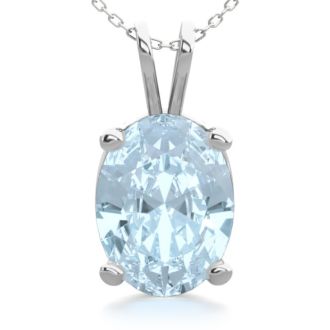 Aquamarine Necklace: Aquamarine Jewelry: 1 Carat Oval Shape Aquamarine Necklace In Sterling Silver, 18 Inches