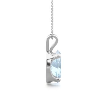 Aquamarine Necklace: Aquamarine Jewelry: 1 Carat Oval Shape Aquamarine Necklace In Sterling Silver, 18 Inches