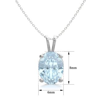 Aquamarine Necklace: Aquamarine Jewelry: 1 Carat Oval Shape Aquamarine Necklace In Sterling Silver, 18 Inches