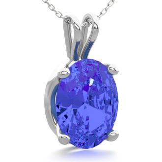 1 1/3 Carat Oval Shape Tanzanite Necklace In Sterling Silver, 18 Inches