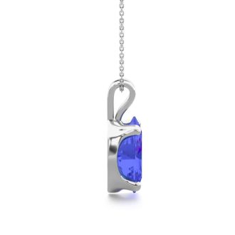 1 1/3 Carat Oval Shape Tanzanite Necklace In Sterling Silver, 18 Inches