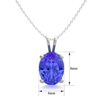 1 1/3 Carat Oval Shape Tanzanite Necklace In Sterling Silver, 18 Inches