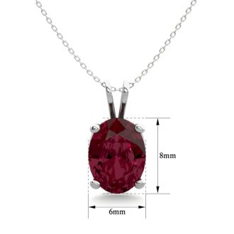 Garnet Necklace: Garnet Jewelry: 1 1/2 Carat Oval Shape Garnet Necklace In Sterling Silver, 18 Inches