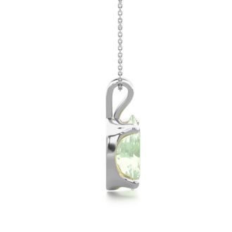 1 Carat Oval Shape Green Amethyst Necklace In Sterling Silver, 18 Inches