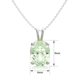 1 Carat Oval Shape Green Amethyst Necklace In Sterling Silver, 18 Inches