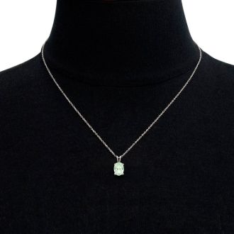 1 Carat Oval Shape Green Amethyst Necklace In Sterling Silver, 18 Inches
