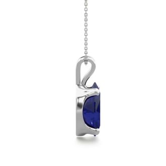 1 1/2 Carat Oval Shape Sapphire Necklace In Sterling Silver, 18 Inches