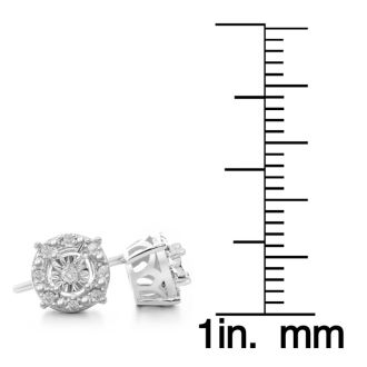 1/10 Carat Diamond Halo Earrings in Sterling Silver