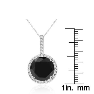 4 1/4 Carat Black and White Diamond Halo Necklace In 14 Karat White Gold