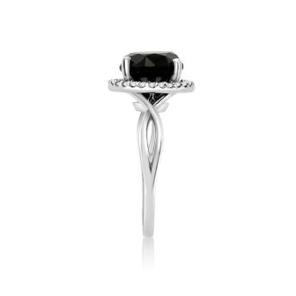 4 3/4 Carat Black and White Diamond Halo Ring In 14 Karat White Gold
