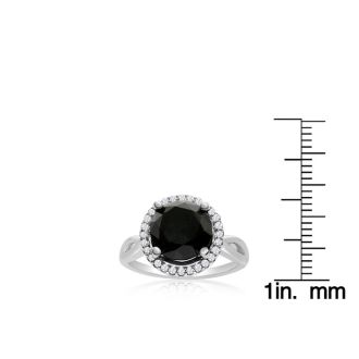 4 3/4 Carat Black and White Diamond Halo Ring In 14 Karat White Gold
