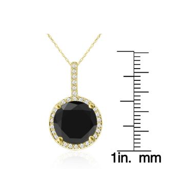 4 1/4 Carat Black and White Diamond Halo Necklace In 14 Karat Yellow Gold