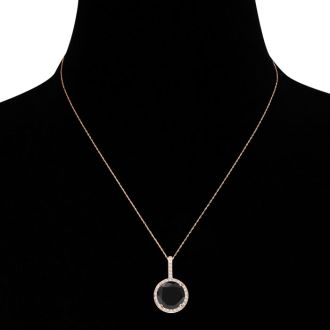 4 1/4 Carat Black and White Diamond Halo Necklace In 14 Karat Rose Gold