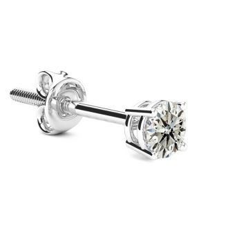 1/3 Carat Single Diamond Stud Earring In 14 Karat White Gold