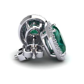 ASHI Oval Shape Gemstone & Halo Diamond Earrings 58555NSFHEREMWG