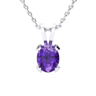3 Carat Oval Shape Amethyst Necklace and Earring Set In Sterling Silver