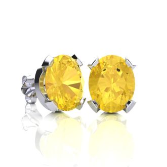 3 Carat Oval Shape Citrine Necklace and Earring Set In Sterling Silver
