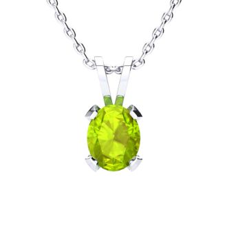 3 Carat Oval Shape Peridot Necklace and Earring Set In Sterling Silver