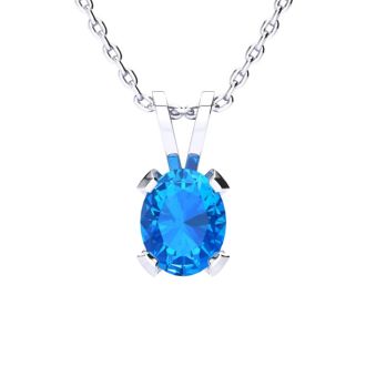 3 Carat Oval Shape Blue Topaz Necklace and Earring Set In Sterling Silver