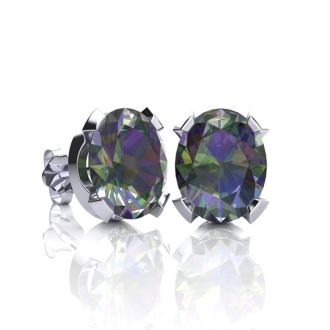 3 Carat Oval Shape Mystic Topaz Necklace & Earring Set in Sterling Silver