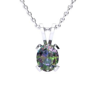 3 Carat Oval Shape Mystic Topaz Necklace & Earring Set in Sterling Silver