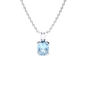 Aquamarine Necklace: Aquamarine Jewelry: 3 Carat Oval Shape Aquamarine Necklace and Earring Set In Sterling Silver