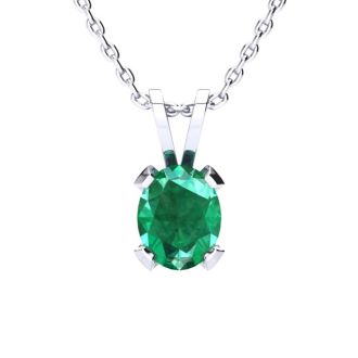 3 Carat Oval Shape Emerald Necklaces and Earring Set In Sterling Silver, 18 Inch Chain